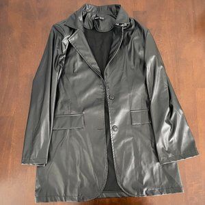 Shein oversize black leather blazer with shoulder pads